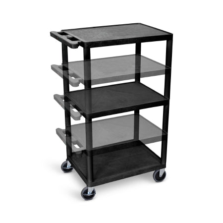 Luxor Multi-Height AV Utility Cart 18 X 24 X 42 Inch 3 Shelves Black - LPDUOE-B
