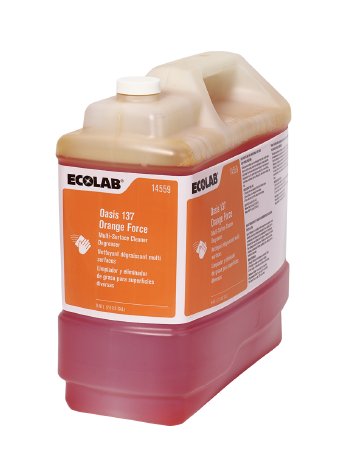 Ecolab Oasis 137 Orange Force Surface Cleaner / Degreaser Nonabrasive Liquid Concentrate 2.5 gal. Jug Orange Scent - 6114559