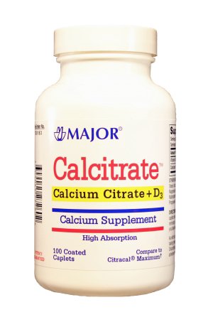 Major Pharmaceuticals Calcitrate Joint Health Supplement Cholecalciferol / Calcium Carbonate 250 IU - 315 mg Strength Tablet 100 per Bottle - 904527260