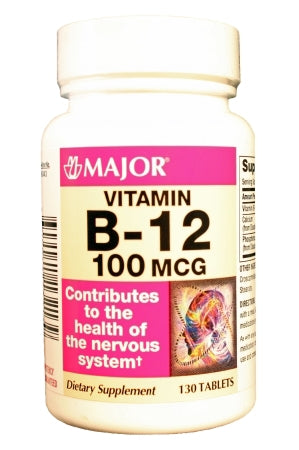 Major Pharmaceuticals Major Vitamin Supplement Vitamin B-12 100 mcg Strength Tablet 130 per Bottle - 904113213