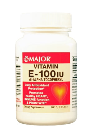 Major Pharmaceuticals Major Vitamin Supplement Vitamin E 100 IU Strength Softgel 100 per Bottle - 904027060