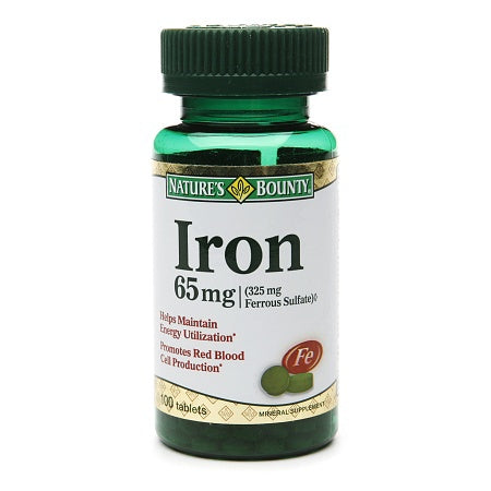 US Nutrition Nature's Bounty Mineral Supplement Iron 65 mg Strength Tablet 100 per Bottle - 7431241383