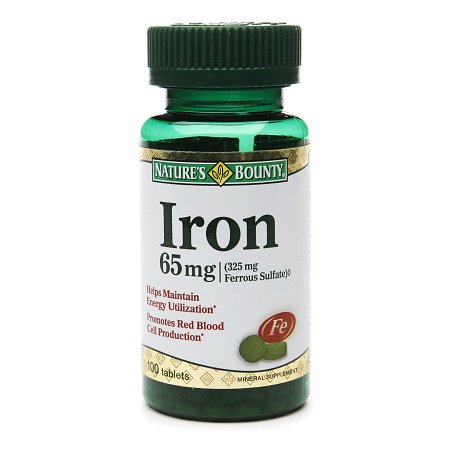 Nature's Bounty - Mineral Supplement Iron 65 mg Strength Tablet 100 per Bottle - 07431241383