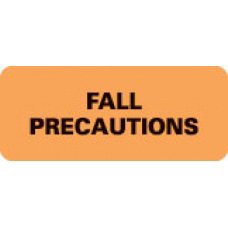 First Healthcare Products - Pre-Printed Label Advisory Label Orange Paper FALL PRECAUTIONS Black Alert Label 15/16 X 2-1/4 Inch - 50724