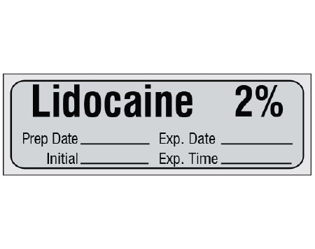 Shamrock - Drug Label Anesthesia Label Lidocaine 2% / Prep Date _____ Exp. Date _____ / Initial _____ Exp. Time _____ Gray 1/2 X 1 Inch - SA-3004-EXP-PRE