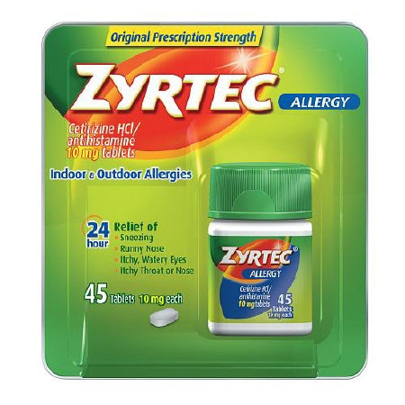 J & J Sales Zyrtec Allergy Relief 10 mg Strength Tablet 45 per Bottle - 50580072638