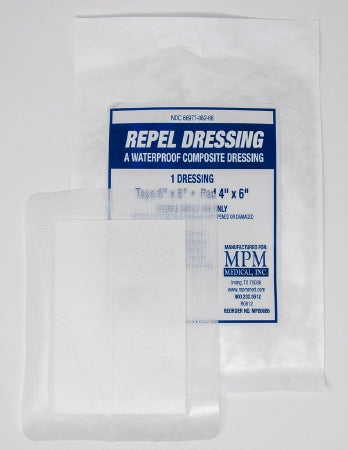 MPM Medical Repel Composite Dressing Waterproof 6 X 8 Inch 4 X 6 Inch Pad Sterile - P00086