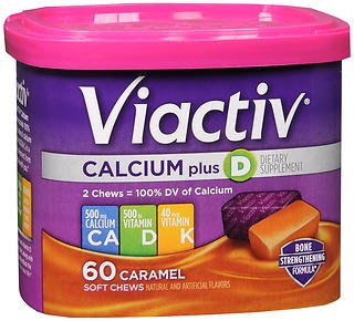 Viactiv - Joint Health Supplement Calcium / Vitamin D / Vitamin K 500 IU - 500 mg - 40 mg Strength Chewable Tablet 60 per Box Caramel Flavor - 85714100496