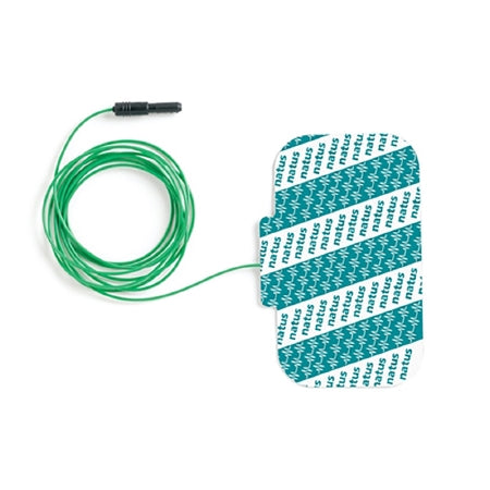 Natus - EMG Adhesive Ground Plate Electrode with Leadwire 2 X 4 Inch X 59 Inch Lead Length Silver / Silver Chloride NonSterile Rectangular Tip Disposable - 019-422200