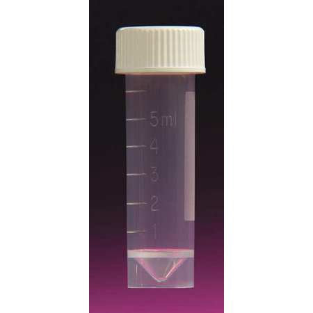 Stockwell Scientific Transport Tube Conical Bottom, Skirted Plain 20 X 60 mm 5 mL White Screw Cap Polypropylene Tube - 3205