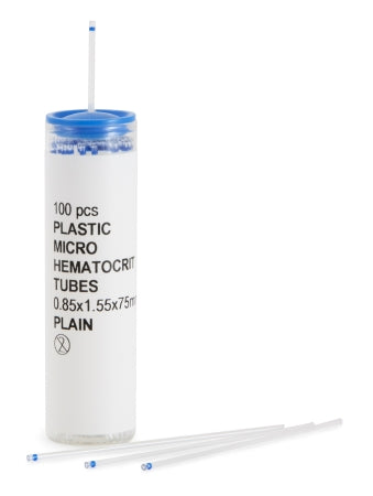 McKesson McKesson Capillary Blood Collection Tube Micro-hematocrit Plain 75 mm Length 40 µL Blue Stripe Without Closure Plastic Tube - 554