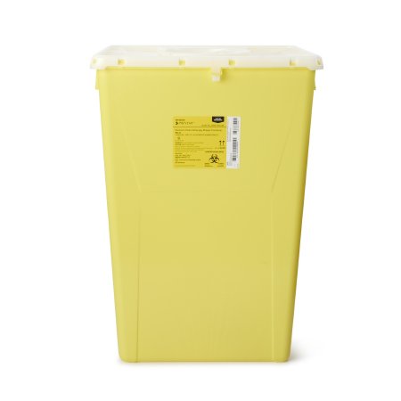 McKesson Prevent - Chemotherapy Waste Container 24-3/5 H X 17-3/10 W X 13 L Inch 18 Gallon Yellow Base / White Lid Vertical Entry Rotating Lid - 2260