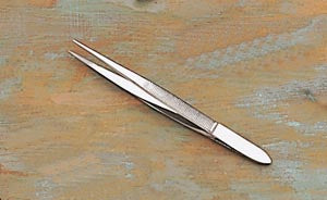 American Diagnostic Corp ADC Splinter Forceps 3-1/2 Inch Floor Grade Stainless Steel NonSterile NonLocking Thumb Handle Straight Fine Serrated Tips - 3328