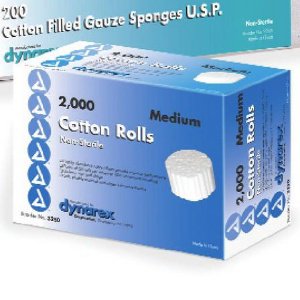 Dynarex - Cotton Dental Roll Cotton 3/8 X 1/5 Inch Roll Shape NonSterile - 3250