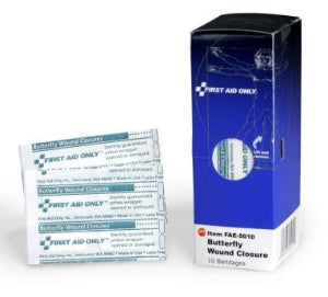 Acme United Smart Tab Skin Closure Strip 1/2 X 2-3/4 Inch Plastic Butterfly Closure White - FAE-5010
