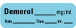PDC Healthcare Pre-Printed Label Anesthesia Label Demerol__ mg/mL/Date__Time__Int.__ Light Blue 1/2 X 1-1/2 Inch - LAN-46