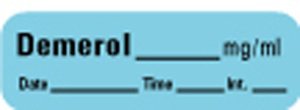 PDC Healthcare - Drug Label Anesthesia Label Demerol_mg/mL Date_Time_Int_ Blue 1/2 X 1-1/2 Inch - LAN-46