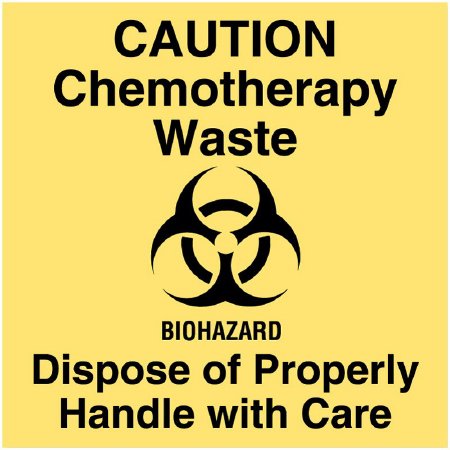 United Ad Label RD SET Pre-Printed Label Warning Label CAUTION Chemotherapy Waste / BIOHAZARD / Dispose of Properly Handle with Care Yellow 4-1/2 X 4-1/2 Inch - ULON310