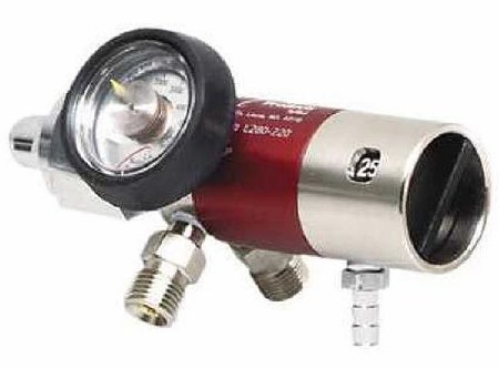 Allied Healthcare LSP Oxygen Regulator Continuous with Gauge and 2 Check Valves 0 - 25 LPM Barb Outlet CGA-540 - L280-220