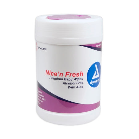 Dynarex Nice'n Fresh Baby Wipe Canister Aloe Scented 140 Count - 1313