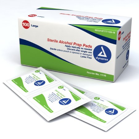 Dynarex - Alcohol Prep Pad 70% Strength Isopropyl Alcohol Individual Packet Large Sterile - 1116