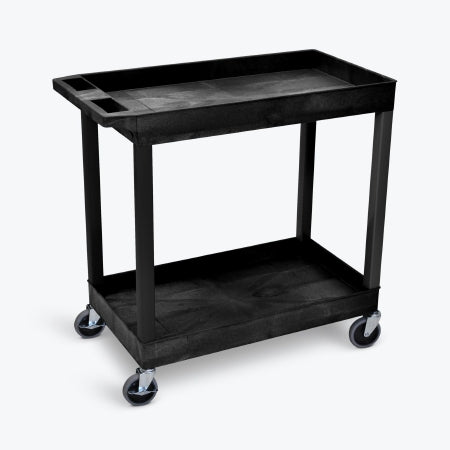 Luxor Tub Utility Cart 18 X 34.25 X 35.25 Inch 2 Shelves Black - EC11-B