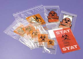 Fisher Scientific Fisherbrand Specimen Transport Bag with Document Pouch 8 X 8 Inch Polyethylene Biohazard Symbol Zip Closure NonSterile - 180007