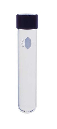 Kimble Kimax - Test Tube Round Bottom Plain 16 X 100 mm 12 mL Without Color Coding Screw Cap Glass Tube - 45066-16100