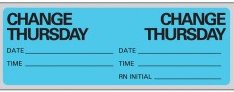 Precision Dynamics - Pre-Printed Label Advisory Label Blue Paper Change Thursday Black Syringe Label 1 X 2-15/16 Inch - N-7365
