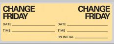 Precision Dynamics - Pre-Printed Label Advisory Label Tan Paper Change Friday Black Syringe Label 1 X 2-1/4 Inch - N-7373