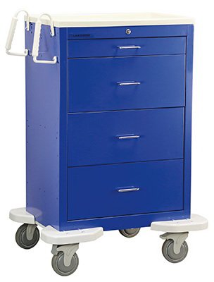 Lakeside Manufacturing - Medication Cart Steel 25 X 32 X 46-1/4 Inch Blue 1 Drawer, 3 Inch / 3 Drawers, 9 Inch - C-430-K-1B