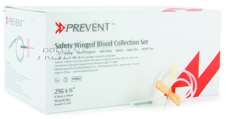 McKesson McKesson Prevent Blood Collection Set 25 Gauge 3/4 Inch Needle Length Safety Needle 12 Inch Tubing Sterile - 2195