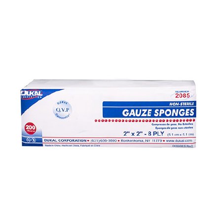 Dukal Dukal Gauze Sponge Cotton 8-Ply 2 X 2 Inch Square NonSterile - 2085