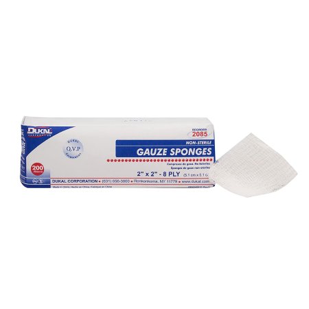 Dukal - Gauze Sponge Cotton 8-Ply 2 X 2 Inch Square NonSterile - 2085