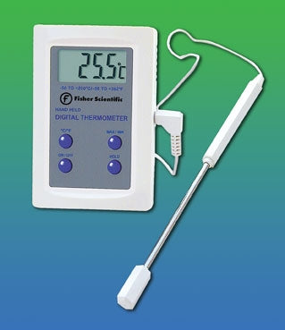 Fisher Scientific Fisherbrand Digital Wall / Room Thermometer Fahrenheit / Celsius -58° to 392°F (-50° to 200°C) External Probe Battery Operated - S01557