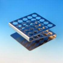 Globe Scientific - Z-Shape Test Tube Rack 25 Place 12 to 13 mm Tube Size Metallic 1-1/2 X 4-1/4 X 4-1/2 Inch - 457100