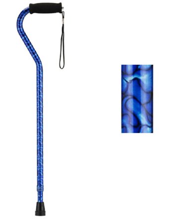 Nova Ortho-Med NOVA Offset Cane Nova Aluminum 30 to 39 Inch Height Blue Wave Design - 1070PL