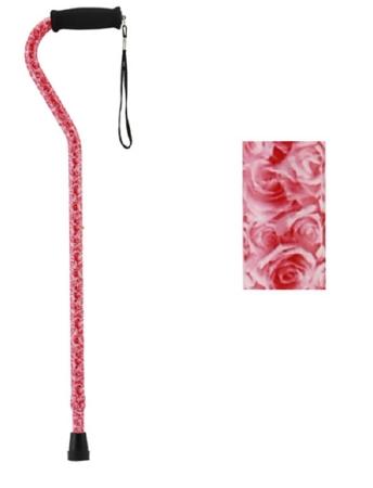 Nova Ortho-Med Offset Cane Nova Aluminum 30 To 39 Inch Height Roses Print - 1070RS