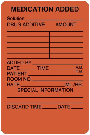 UAL - Pre-Printed Label Anesthesia Label Fluorescent Red Paper Medication Added Patient_rm#_Drug_Amount_ Black Medication Instruction 2 X 3 Inch - United Ad Label - ULIV301