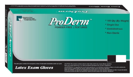 Innovative Healthcare Corporation ProDerm 155 Series Exam Glove Small NonSterile Latex Standard Cuff Length Fully Textured White Not Chemo Approved - 155100