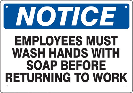 Medical Safety Systems - Wall Sign Instructional Sign Employee Must Wash Hand - 815-14160824