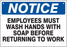 Medical Safety Systems - Wall Sign Instructional Sign Employee Must Wash Hand - 815-14160824