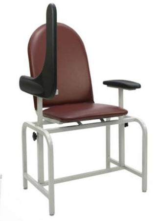 Winco Padded Blood Drawing Chair Dual Swivel Arm Burgundy - 2573-14-P2