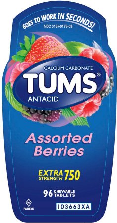 Glaxo Smith Kline Tums Extra Strength Antacid 750 mg Strength Chewable Tablet 96 per Bottle - 135007425