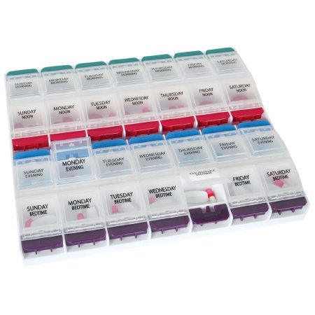 Push Button Medtime Planner - Pill Organizer X-Large 7 Day 4 Dose - 67583
