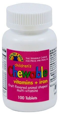 McKesson Health Star Children's Multivitamin Supplement Vitamin A / Vitamin D / Ascorbic Acid 2500 IU - 400 IU - 60 mg Strength Chewable Tablet 100 per Bottle Assorted Fruit Flavors - 562-01