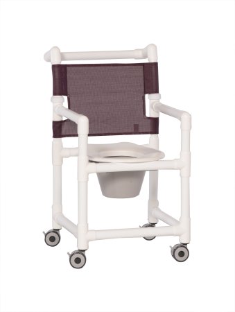 IPU - Commode / Shower Chair Fixed Arm PVC Frame Mesh Back 21 Inch Seat Width - SCC9150PLUM