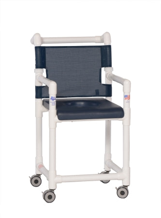 IPU - Shower Chair ipu Fixed Arm PVC Frame Mesh Back 21 Inch Seat Width - SC721N