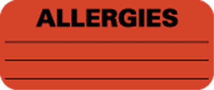 Mabis Healthcare Pre-Printed Label Allergy Alert Fluorescent Red 15/16 Inch X 2 1/4 Inch - L2064N