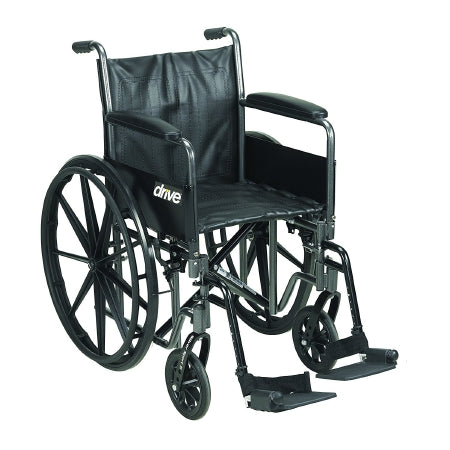 Drive Medical Silver Sport 2 Wheelchair Dual Axle Full Length Arm Padded, Removable Arm Style Mag Wheel Black 18 Inch Seat Width 300 lbs. Weight Capacity - SSP218DFA-ELR